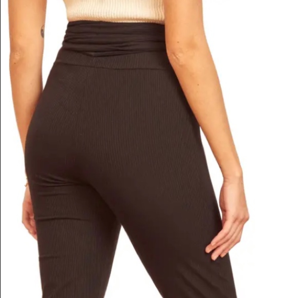Reformation Pants Kassia Tie Waist Rib Knit Black M NWT - Picture 12 of 16